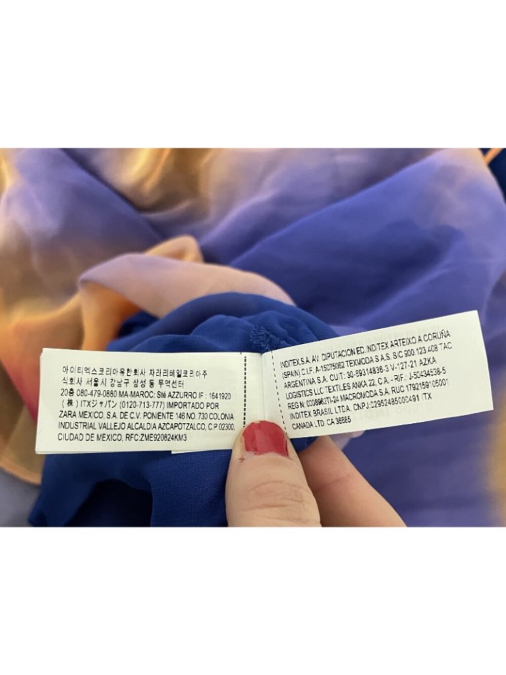 Zara Womens Long Dress Medium Tie Dye Purple orange with Scarf 8221/119 NWT - Picture 9 of 14